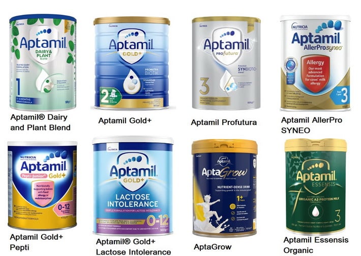 Các loại sữa aptamil úc được bán tại Việt Nam