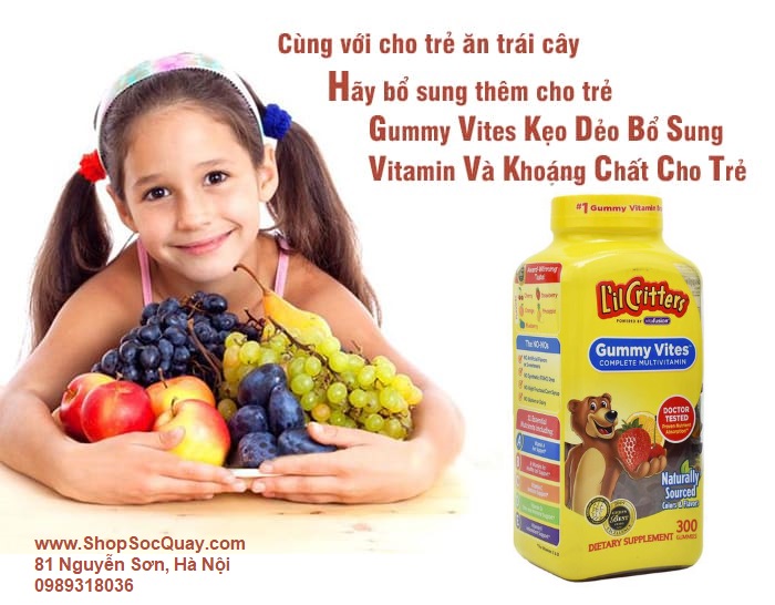 Bổ sung đầy đủ các vitamin và khoáng chất cho trẻ với kẹo Gummy Vites Mỹ